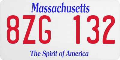 MA license plate 8ZG132