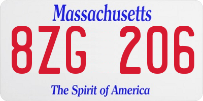 MA license plate 8ZG206