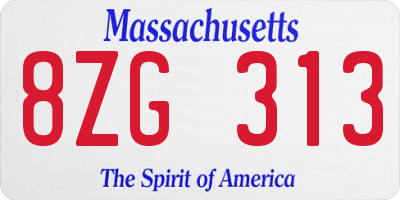 MA license plate 8ZG313