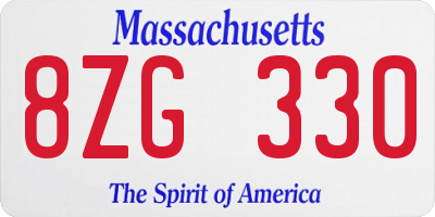 MA license plate 8ZG330