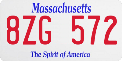 MA license plate 8ZG572