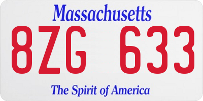 MA license plate 8ZG633