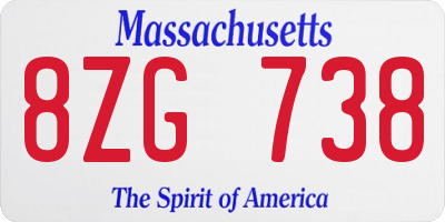 MA license plate 8ZG738