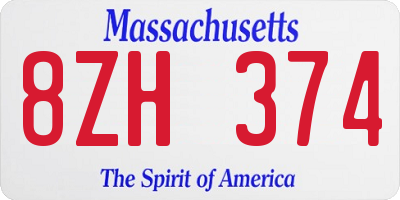 MA license plate 8ZH374