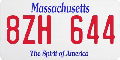 MA license plate 8ZH644