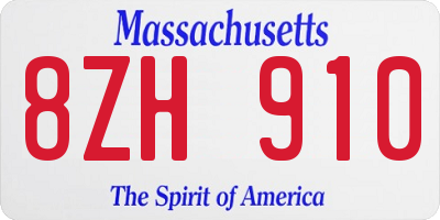 MA license plate 8ZH910