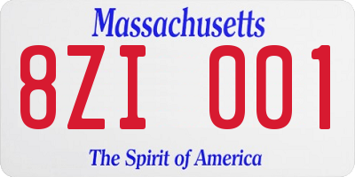 MA license plate 8ZI001