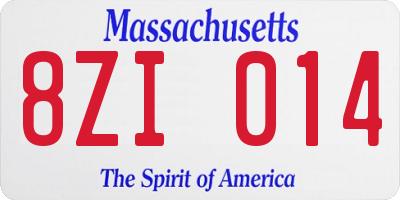MA license plate 8ZI014