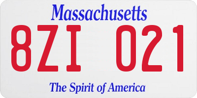 MA license plate 8ZI021
