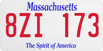 MA license plate 8ZI173