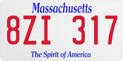 MA license plate 8ZI317