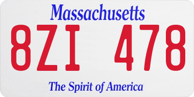 MA license plate 8ZI478