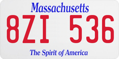 MA license plate 8ZI536