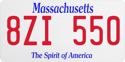 MA license plate 8ZI550