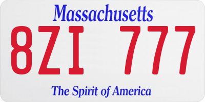 MA license plate 8ZI777