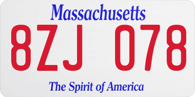 MA license plate 8ZJ078