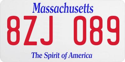MA license plate 8ZJ089