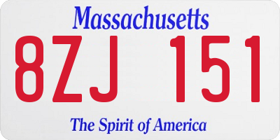 MA license plate 8ZJ151
