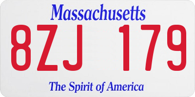 MA license plate 8ZJ179