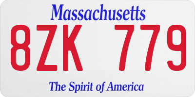 MA license plate 8ZK779