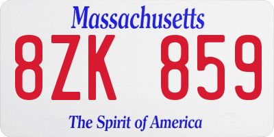 MA license plate 8ZK859