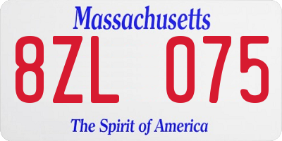 MA license plate 8ZL075