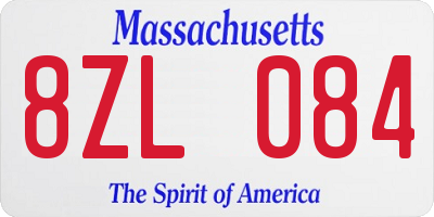 MA license plate 8ZL084