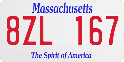 MA license plate 8ZL167