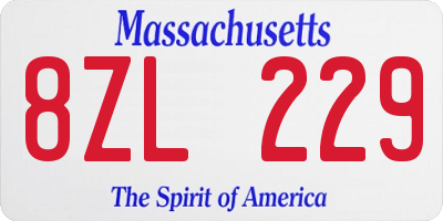 MA license plate 8ZL229
