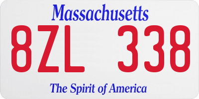 MA license plate 8ZL338