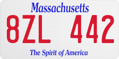 MA license plate 8ZL442