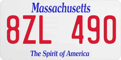 MA license plate 8ZL490