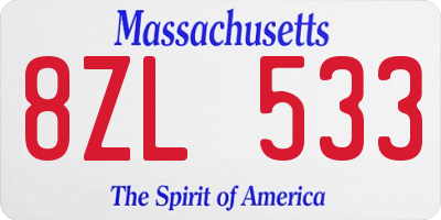 MA license plate 8ZL533