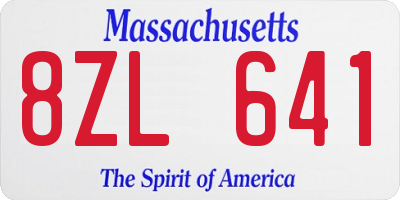 MA license plate 8ZL641