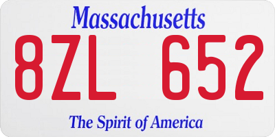 MA license plate 8ZL652