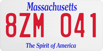 MA license plate 8ZM041
