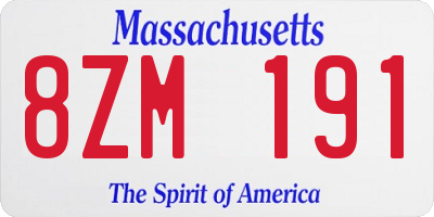 MA license plate 8ZM191