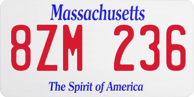 MA license plate 8ZM236