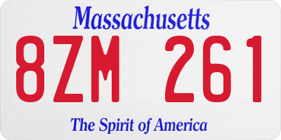 MA license plate 8ZM261