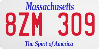 MA license plate 8ZM309