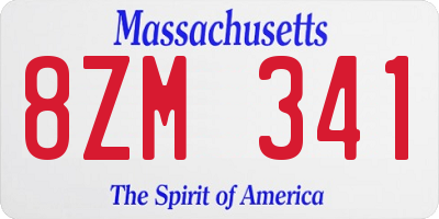 MA license plate 8ZM341