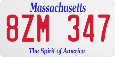 MA license plate 8ZM347