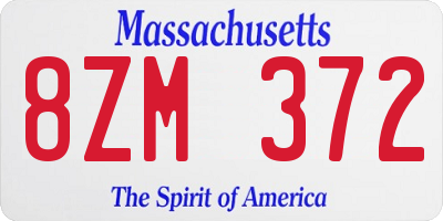 MA license plate 8ZM372