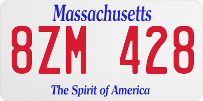 MA license plate 8ZM428