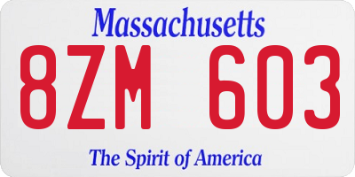 MA license plate 8ZM603