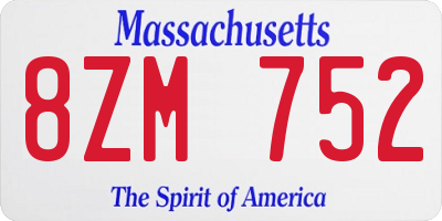 MA license plate 8ZM752