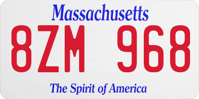 MA license plate 8ZM968