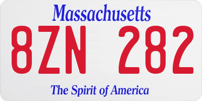 MA license plate 8ZN282