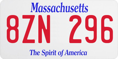 MA license plate 8ZN296