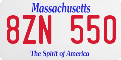 MA license plate 8ZN550